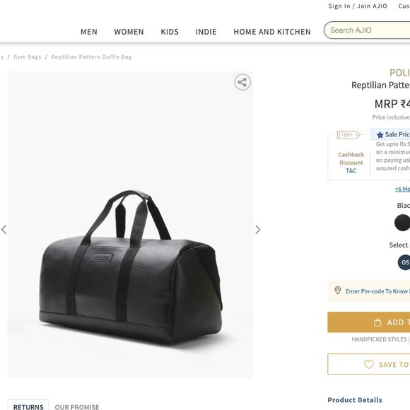 POLICE Reptilian Pattern Duffle Bag - Picture 5 of 6